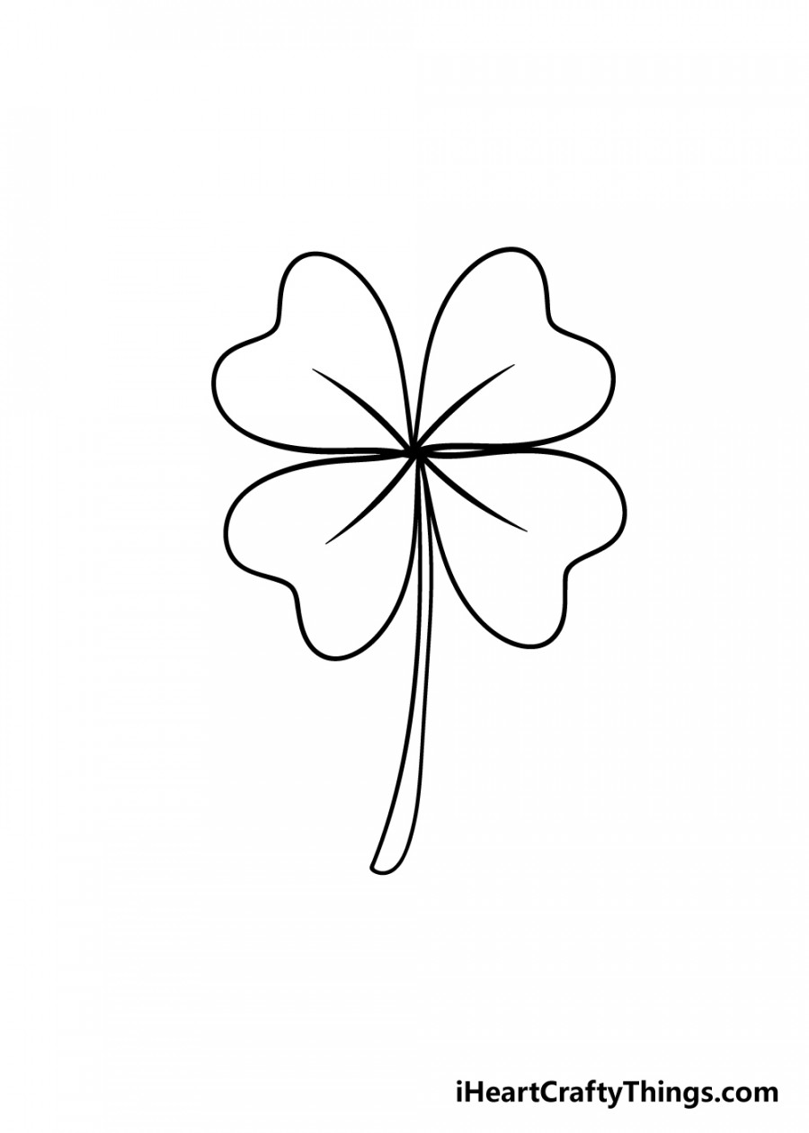 Four-Leaf Clover Drawing - How To Draw A Four-Leaf Clover Step By Step