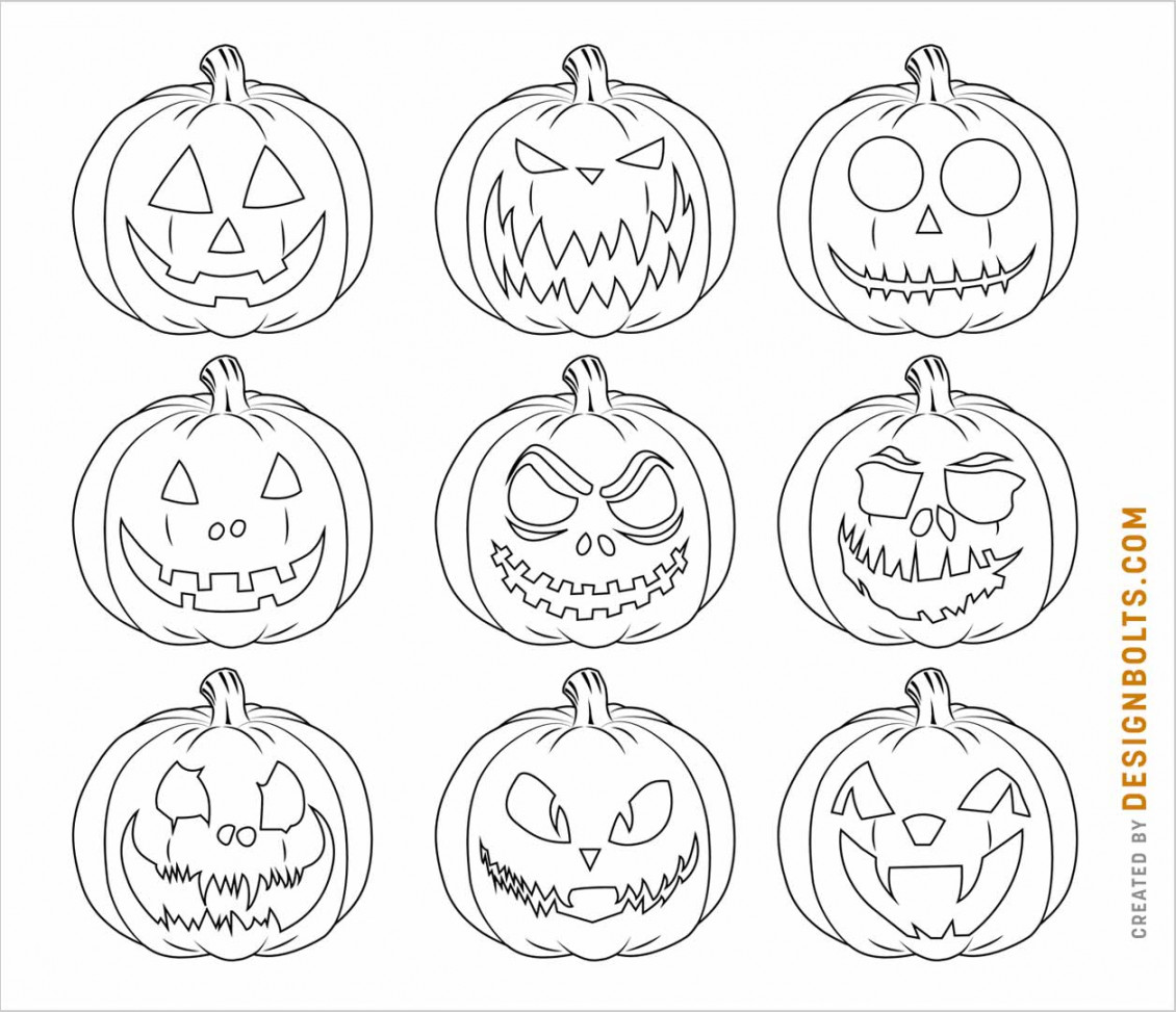 Free Easy Halloween Pumpkin Face Drawings for Coloring