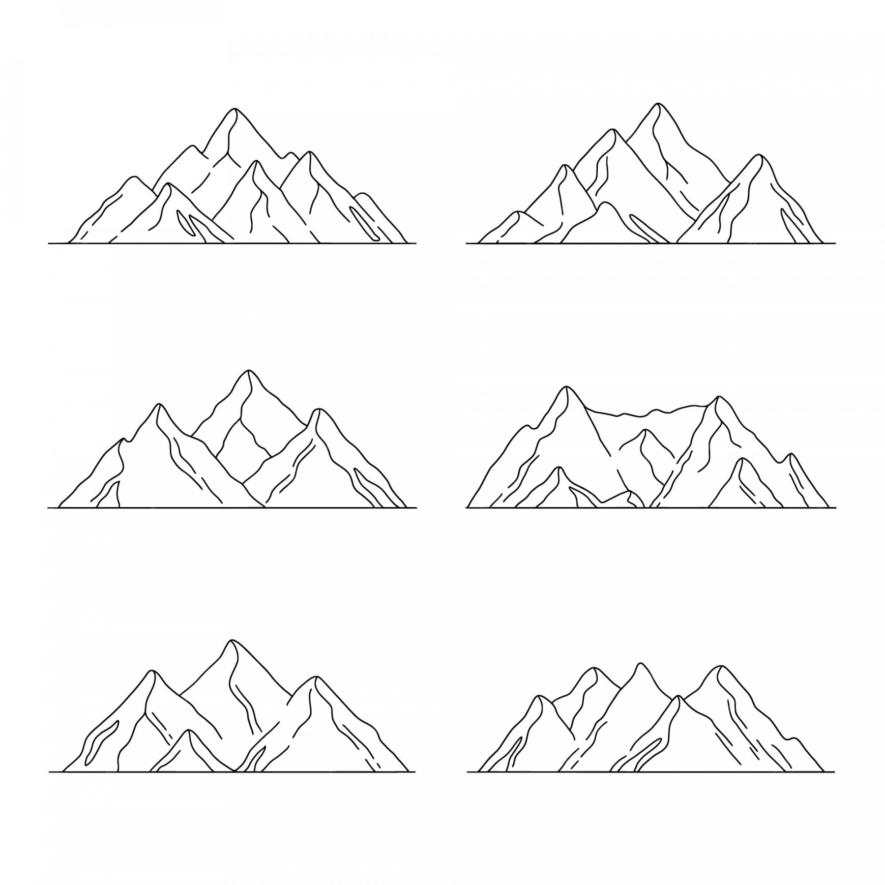 Free Vector  Hand drawn mountain outline illustration