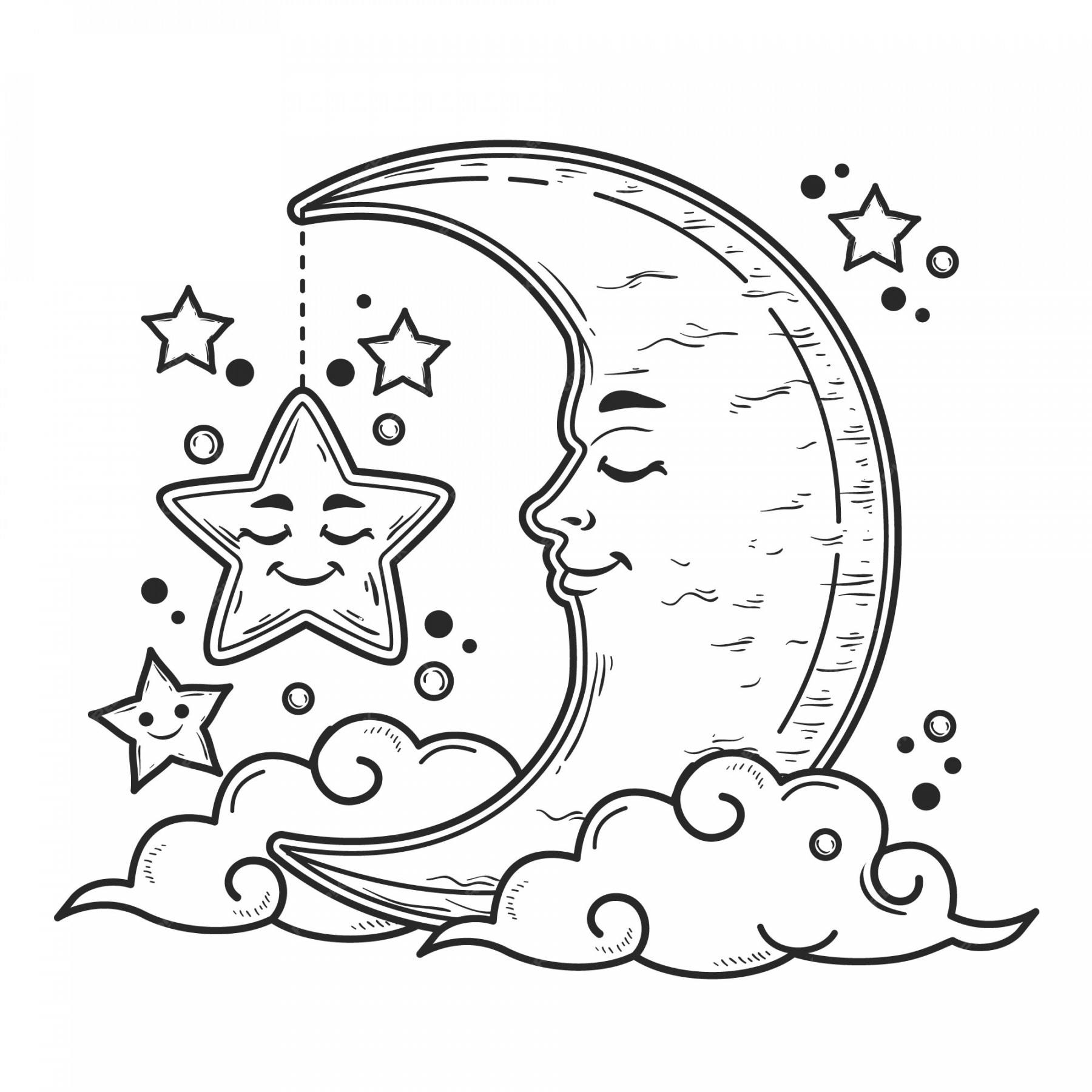 Free Vector  Moon and stars drawing illustration