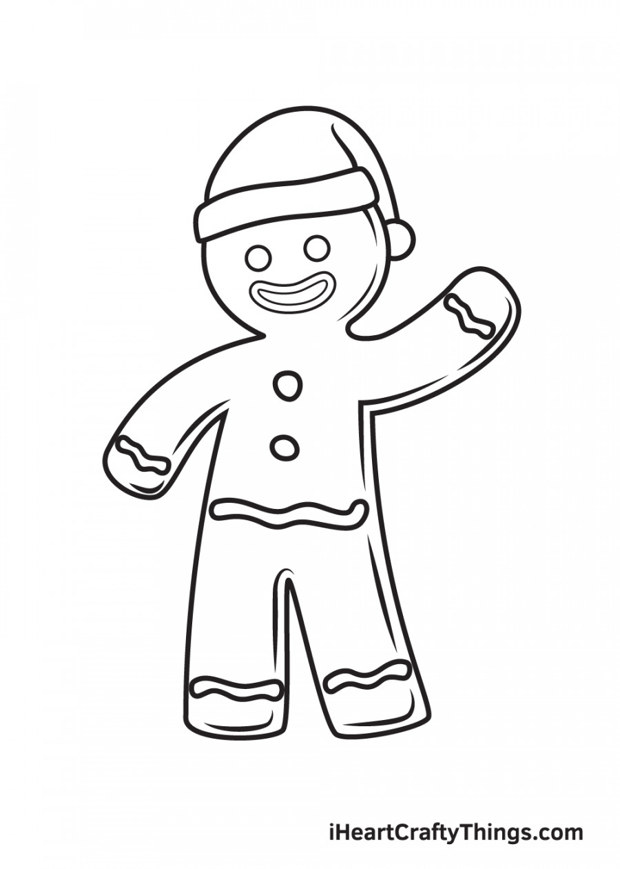 Gingerbread Man Drawing - How To Draw A Gingerbread Man Step By Step