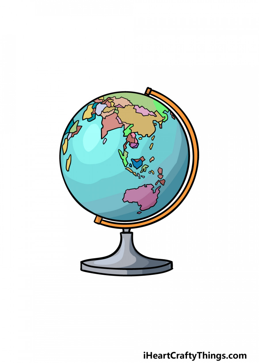 Globe Drawing - How To Draw A Globe Step By Step