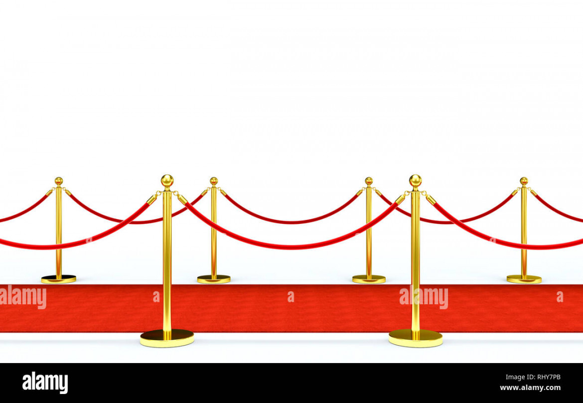 golden barrier and red carpet d rendering image Stock Photo - Alamy