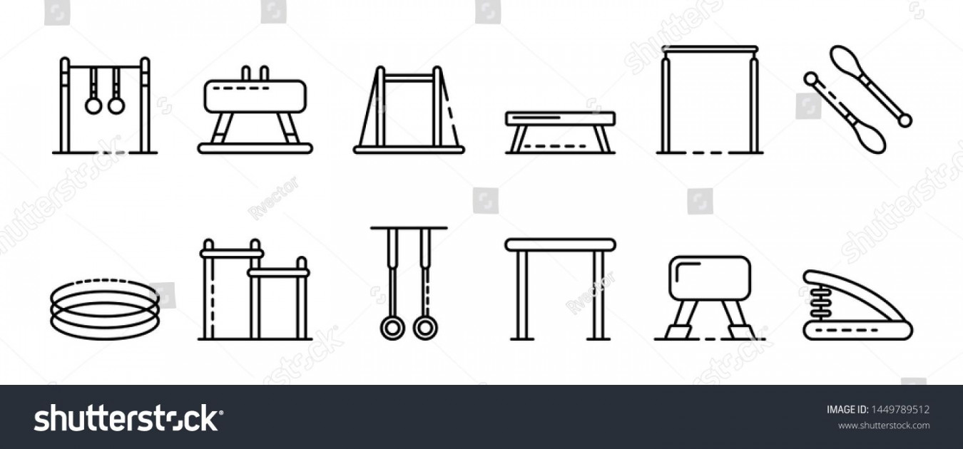 Gymnastics equipment icons set