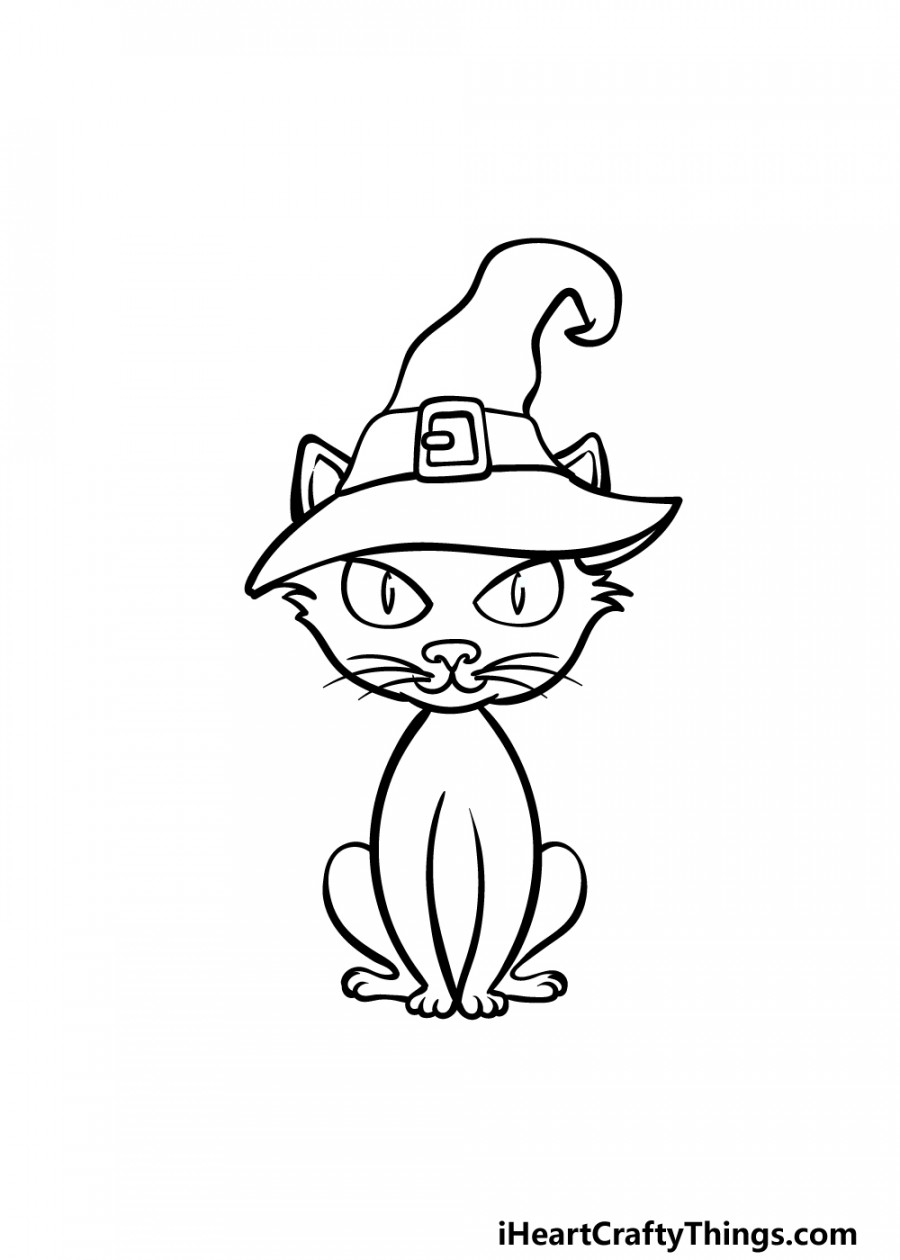 Halloween Cat Drawing - How To Draw A Halloween Cat Step By Step