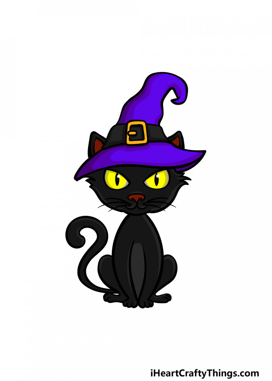 Halloween Cat Drawing - How To Draw A Halloween Cat Step By Step