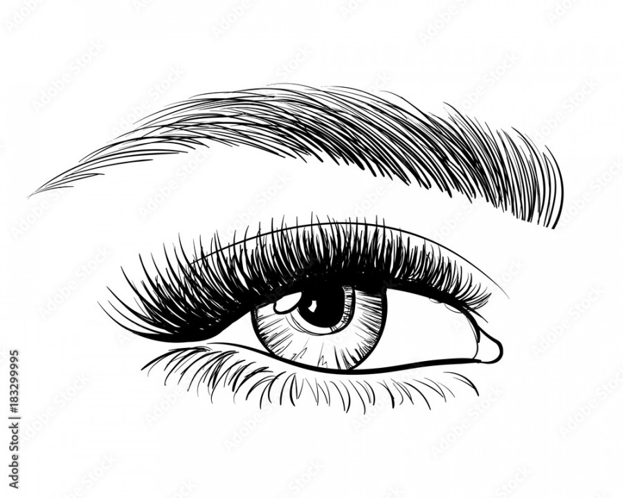 Hand-drawn beautiful female eye, sketch