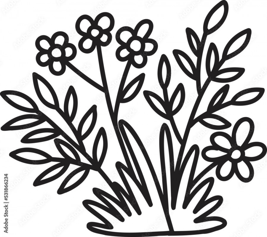 Hand Drawn cute flower bush illustration Stock-Vektorgrafik