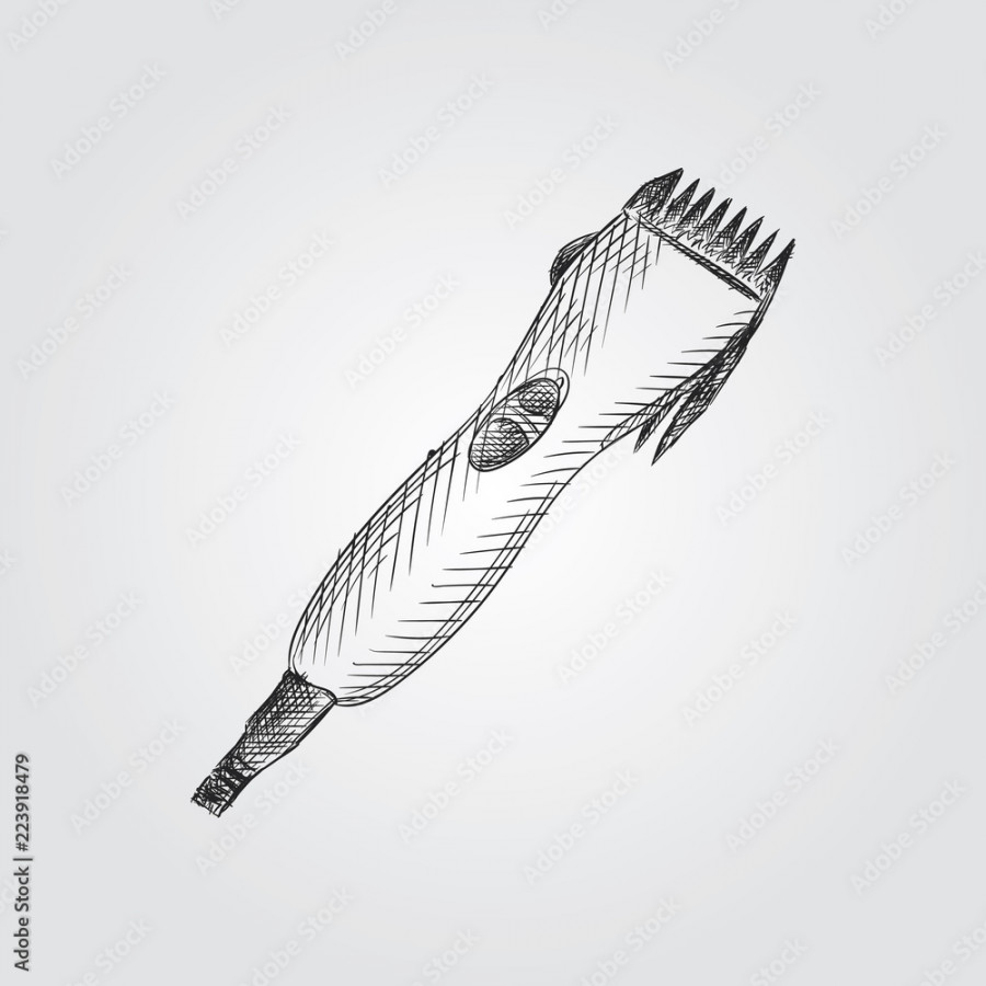 Hand Drawn Hair clipper Sketch Symbol isolated on white background