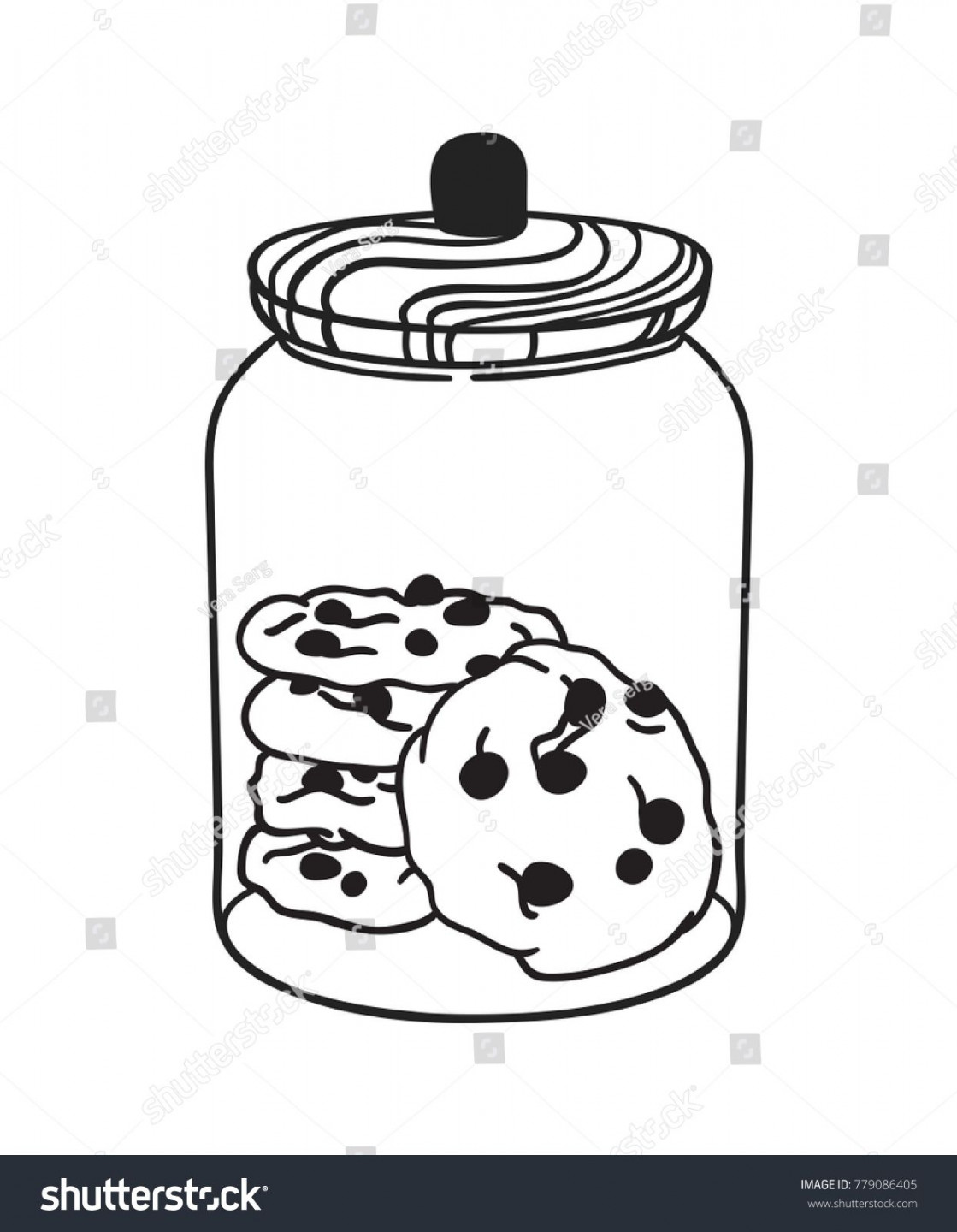 Hand drawn illustration glass jar and cookies