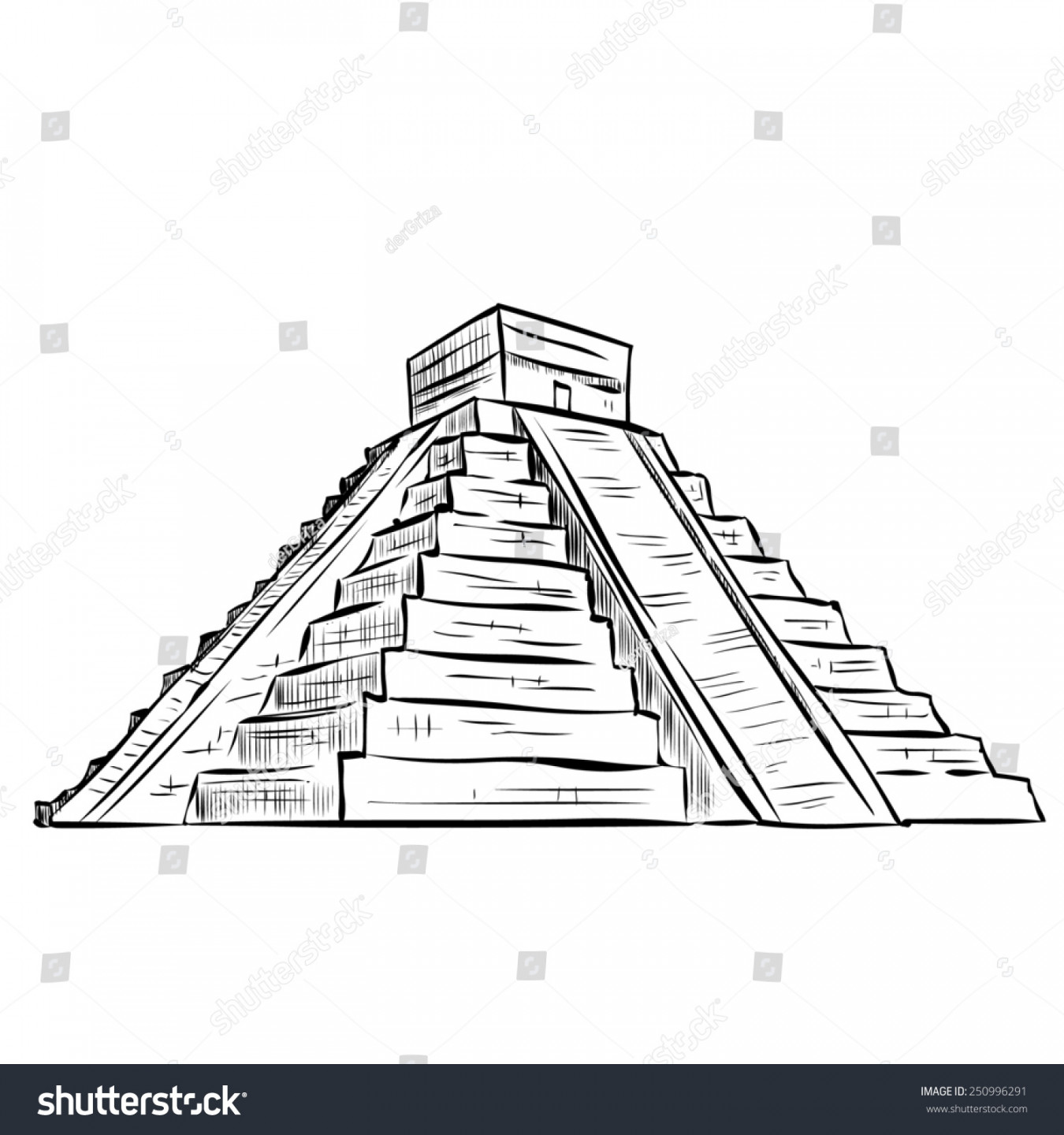 Hand Drawn Mayan Pyramid: Stock-Vektorgrafik (Lizenzfrei