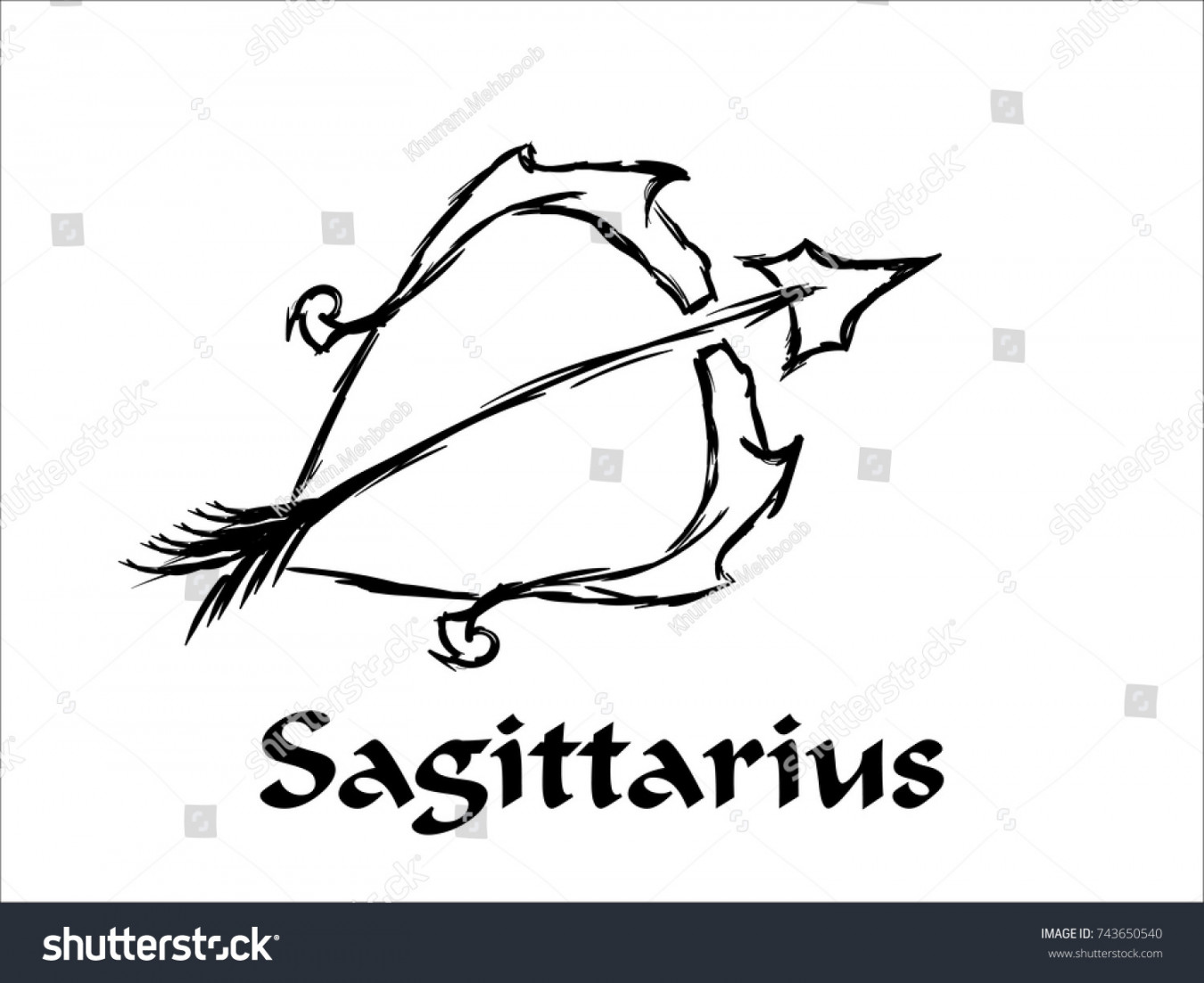 Hand Drawn Sagittarius Zodiac Sign Sketch: Stock-Vektorgrafik