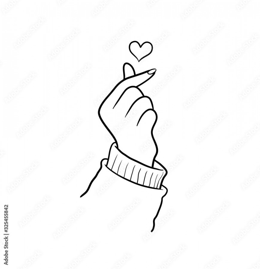 hand drawn vector illustration of Korean Finger heart love symbol