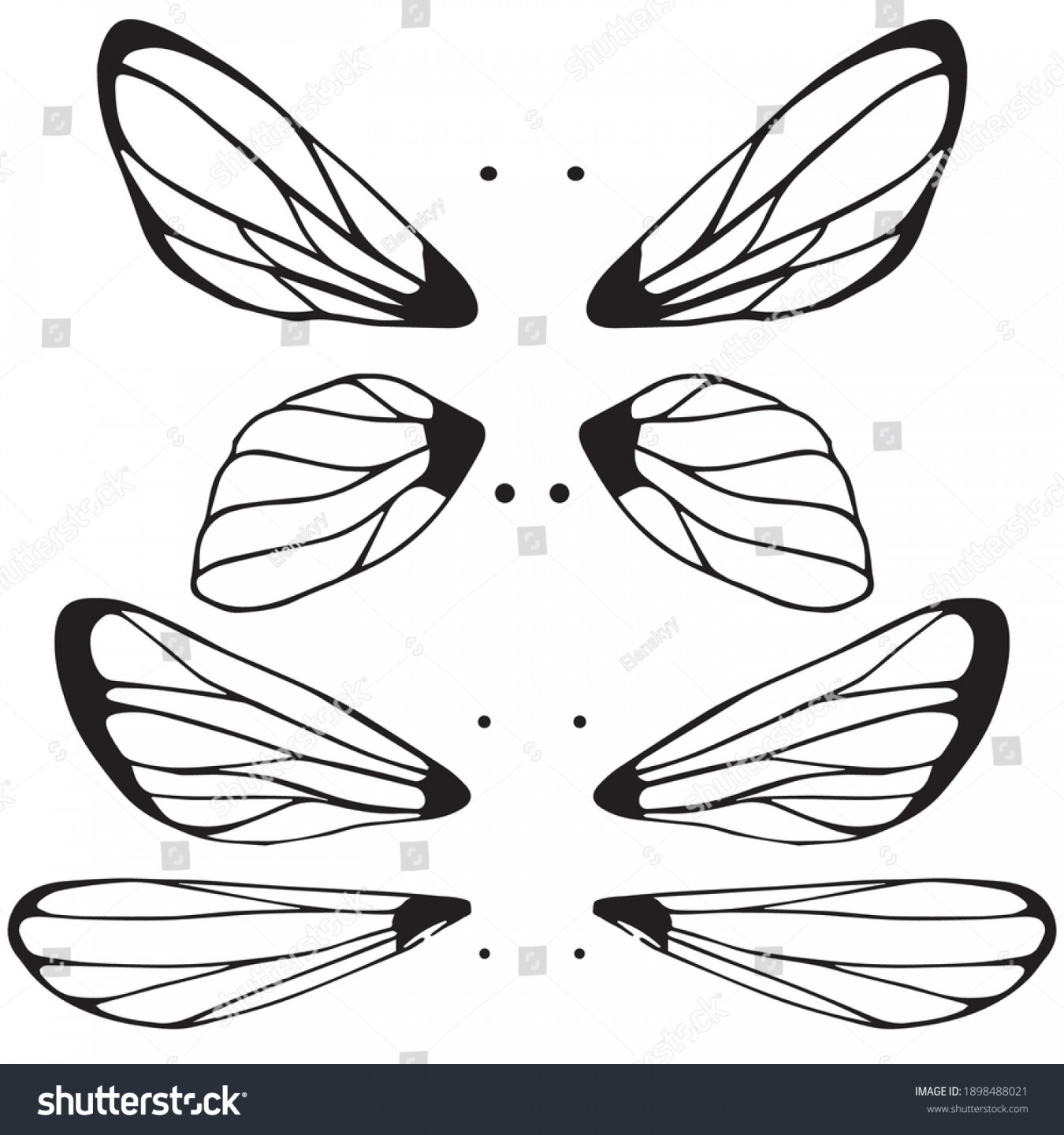 Hand Drawn Wings Butterfly Wings Doodle Stock Vector (Royalty Free