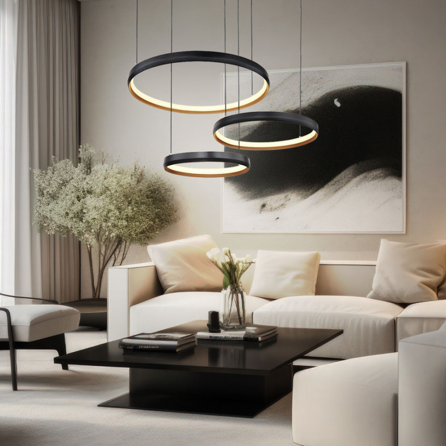 Hanging lamp black pendant lamp dimmable dining room lamp, LED