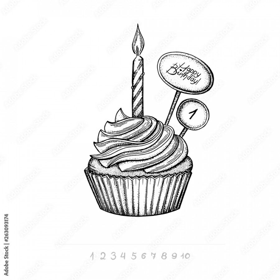 Happy birthday hand drawn vector illustration