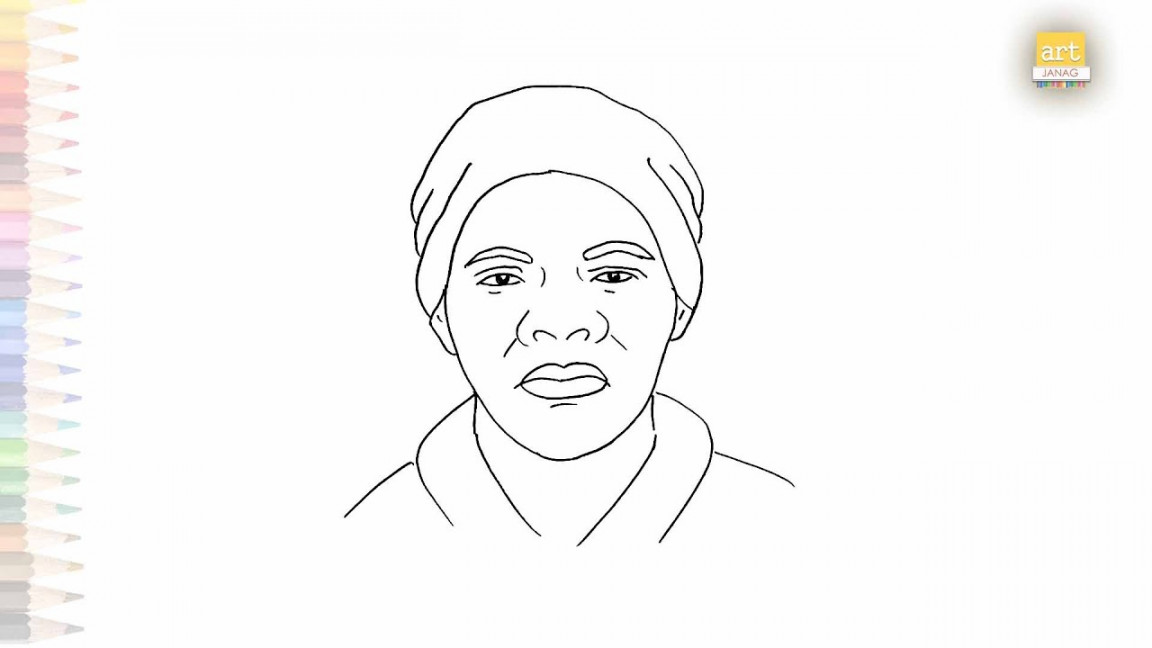 Harriet Tubman outline drawing   Easy Face drawings  Draw Harriet  Tubman step by step easy