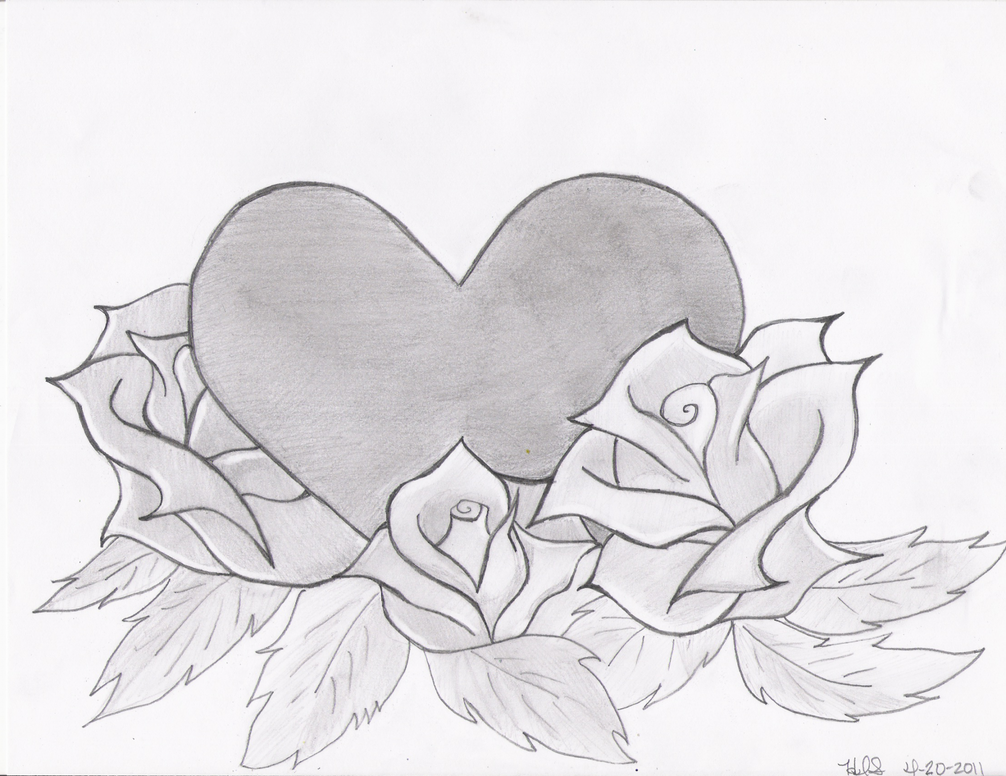 Heart And Roses Drawing - Crochetamommy ©  - Apr , 11