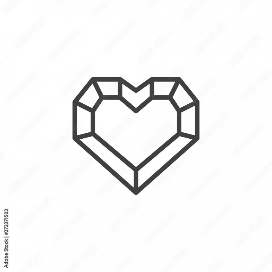 Heart shaped diamond line icon