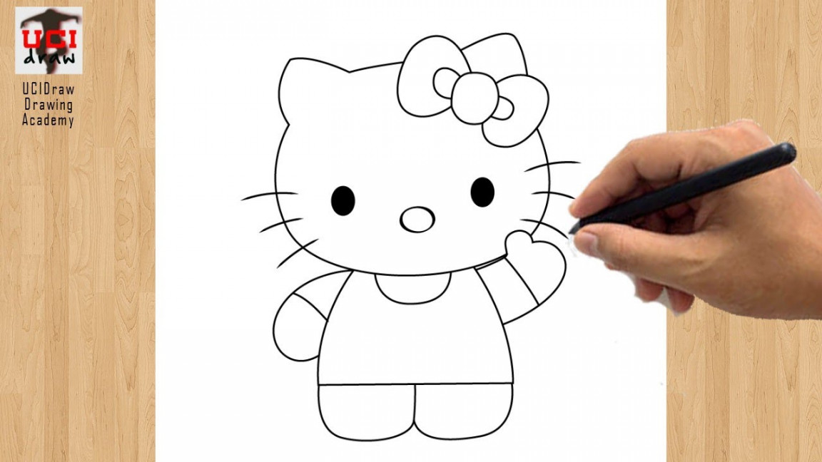 Hello Kitty Drawing  How to Draw Hello Kitty Easy Outline For Kids