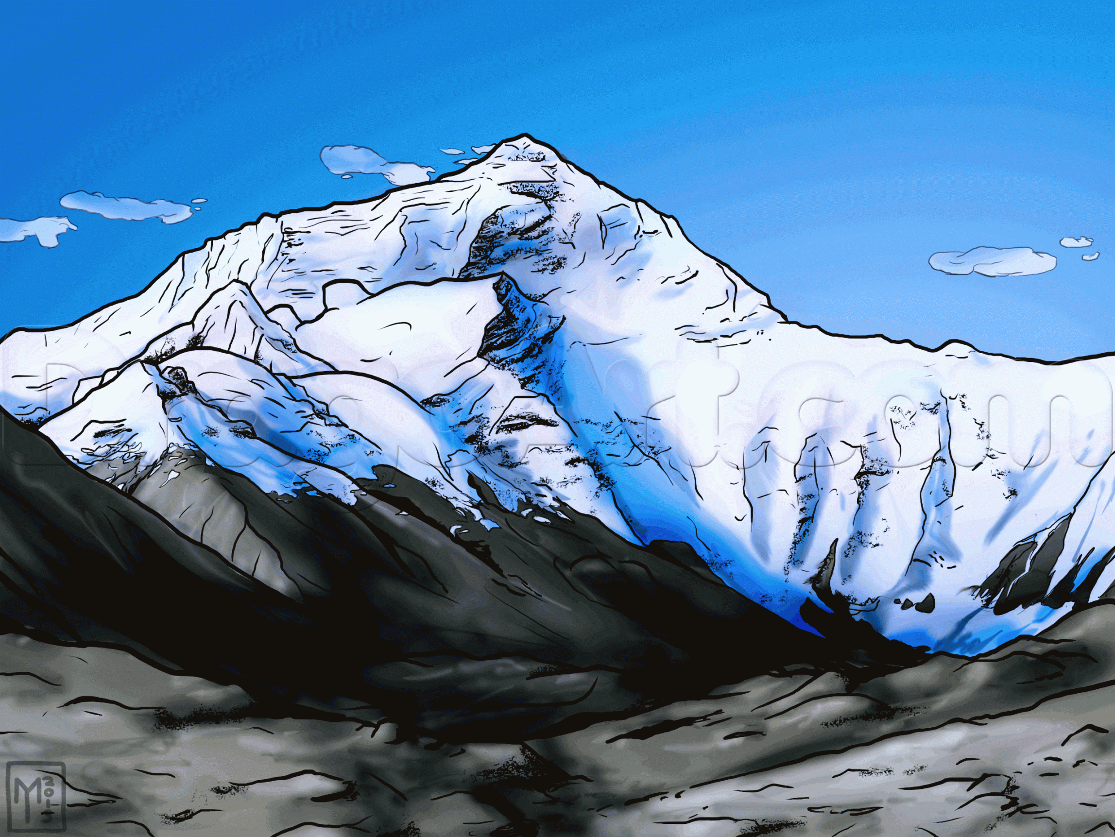 himalayas drawing  how to draw mount everest  Mountain drawing