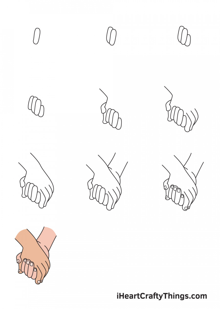 Holding Hands Drawing - How To Draw Holding Hands Step By Step