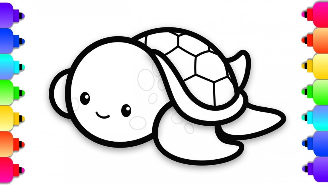 How to Draw a Baby Sea Turtle Easy Step By Step for Kids  Cute Baby Sea  Turtle Coloring Page