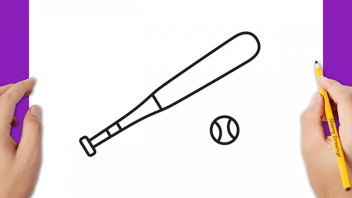 How to draw a baseball bat and ball