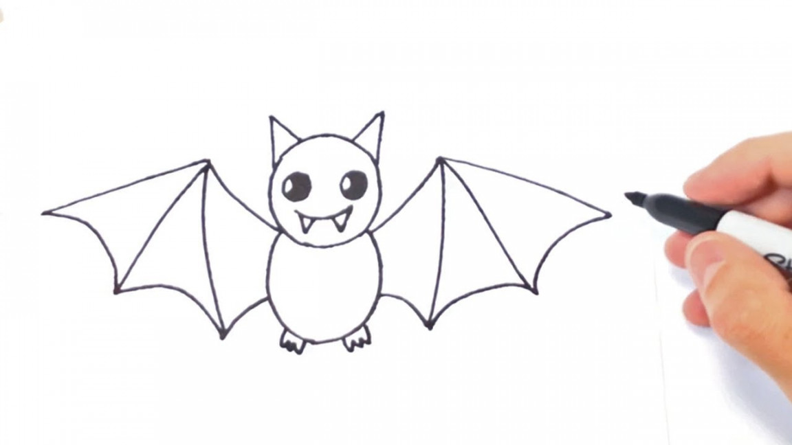 How to draw a Bat Step by Step  Bat Drawing Lesson