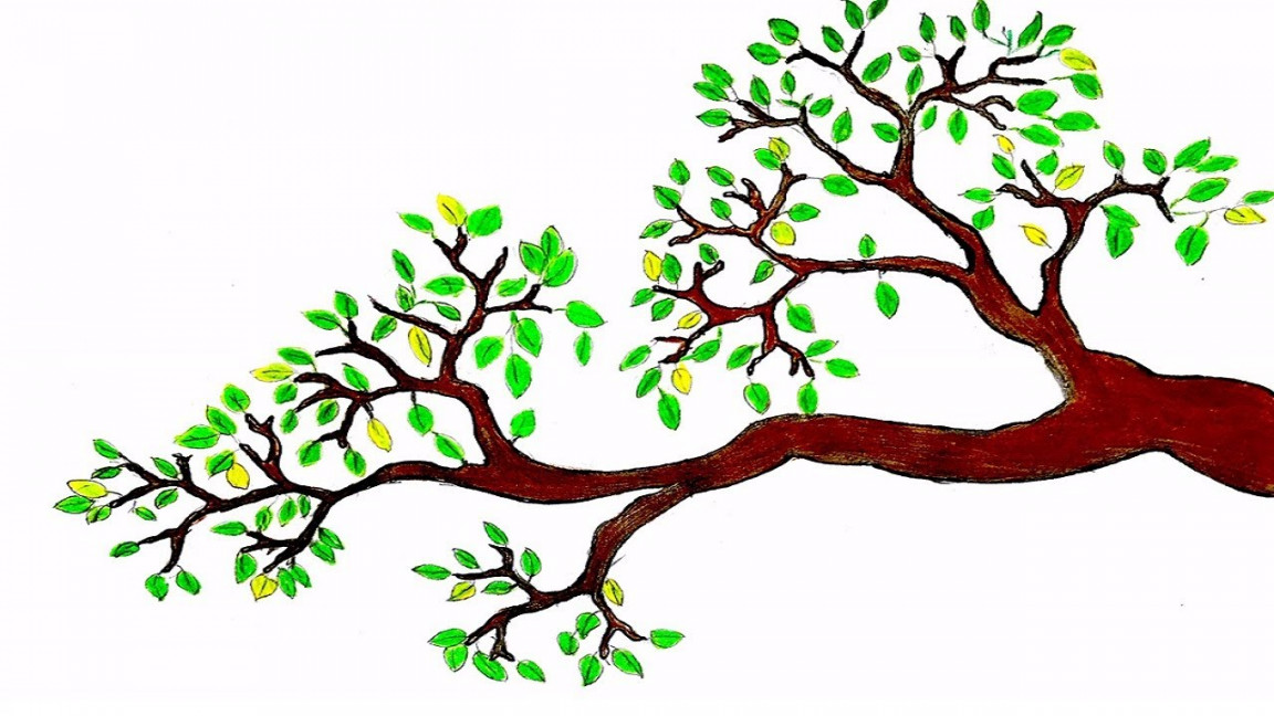 How to draw a branch with leaves  Tree Drawing for beginners