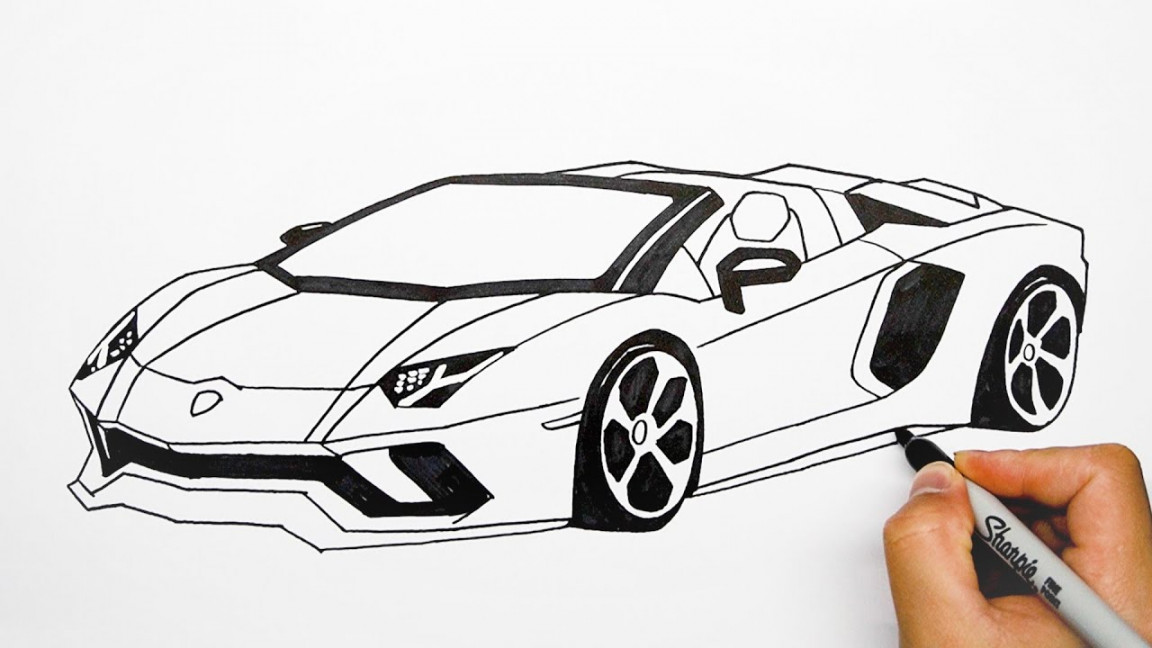 How to draw a car - Lamborghini Aventador - Step by step (Part )