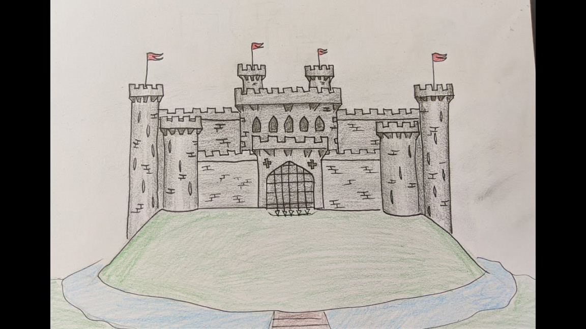 How To Draw A Castle, Drawing Tutorial (Easy, Kids)