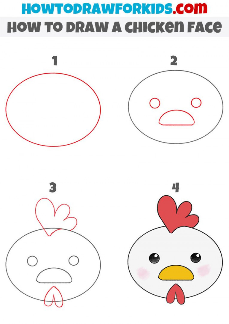 How to Draw a Chicken Face - Easy Tutorial  Easy doodles drawings