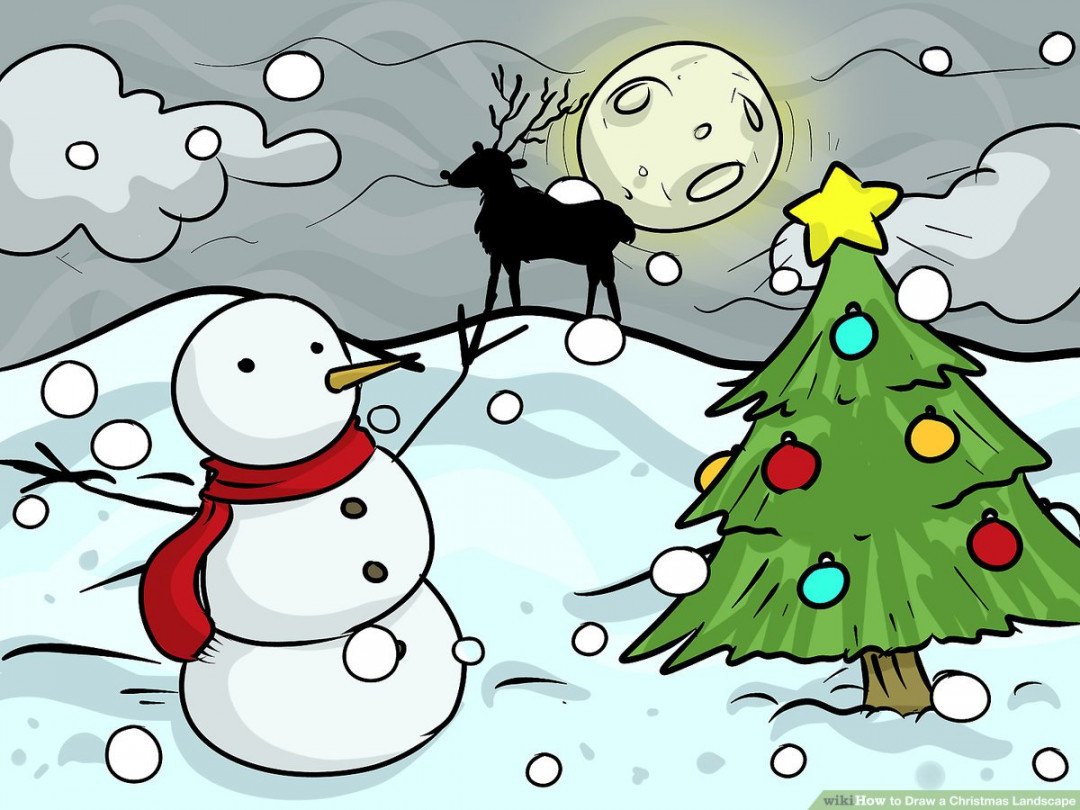 How to Draw a Christmas Landscape:  Steps (with Pictures)