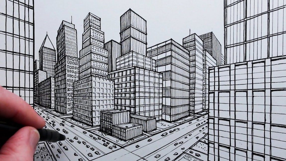 How to Draw a City using Two-Point Perspective: Step by Step