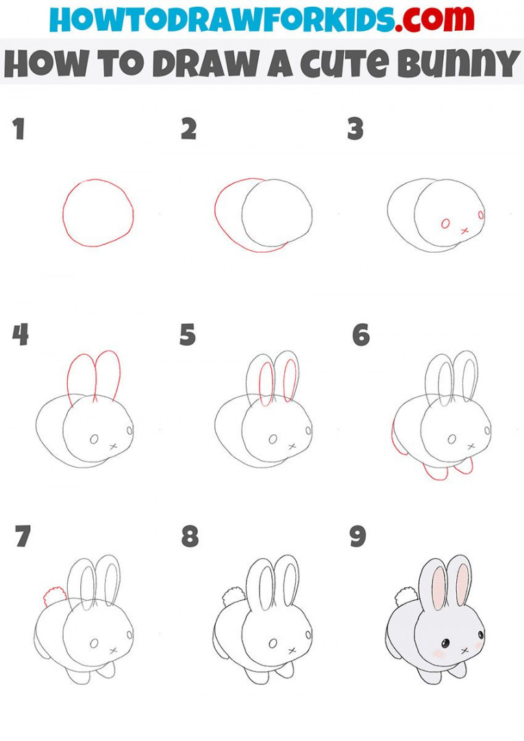 how to draw a cute bunny step by step  Rabbit drawing, Easy