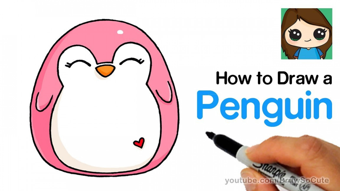 How to Draw a Cute Penguin EASY  Squishy Squooshems