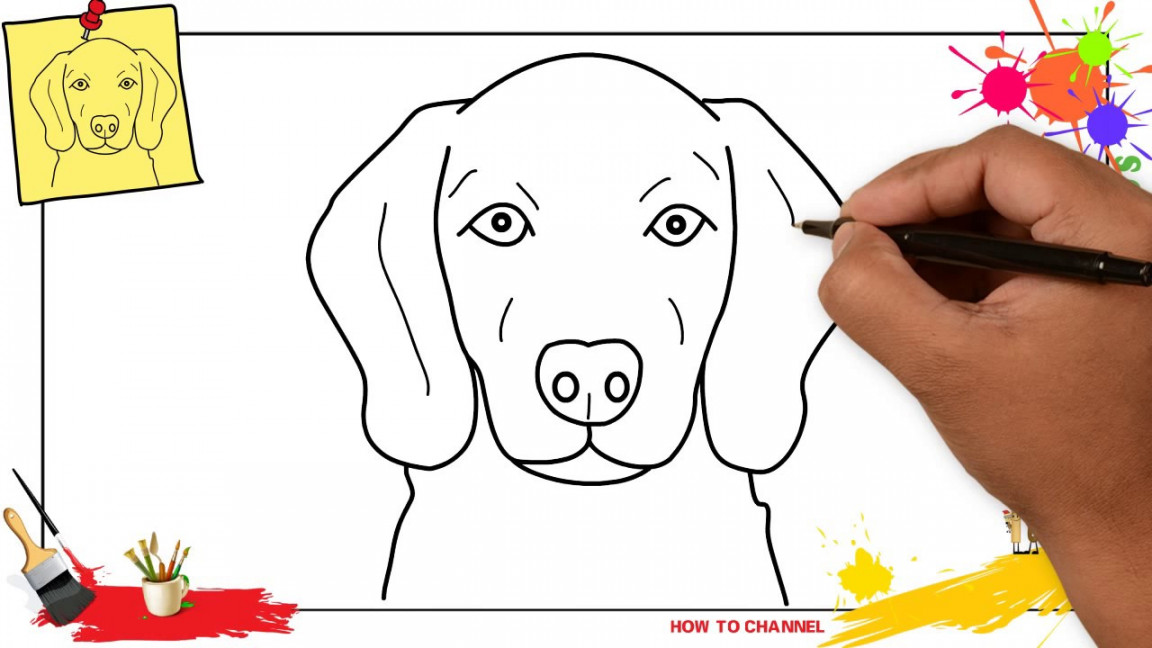 How to draw a dog face (head)  EASY & SLOWLY step by step for kids and  beginners