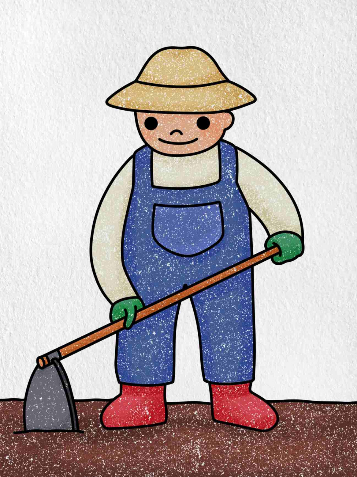 How to Draw a Farmer Farming - HelloArtsy