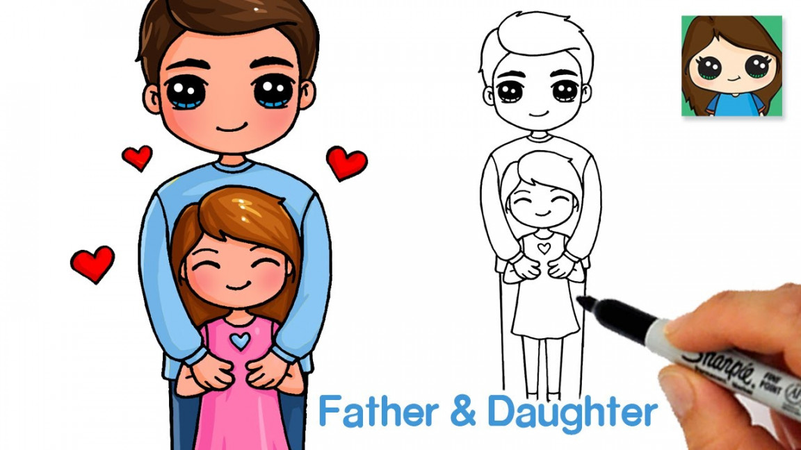 How to Draw a Father and Daughter ❤️ Father