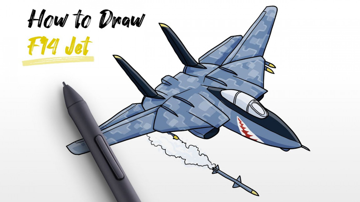 How to Draw a Fighter Jet F Tomcat (plane airplane) easy Step By Step