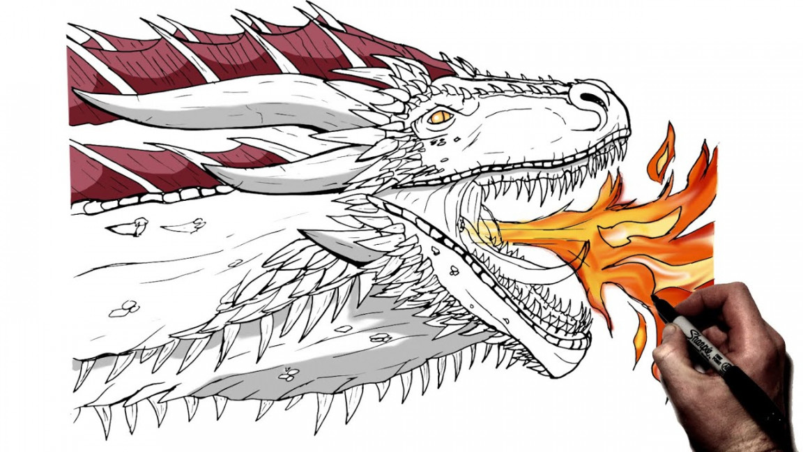 How To Draw a Fire Breathing Dragon (Drogon)  Step By Step  Game of  Thrones