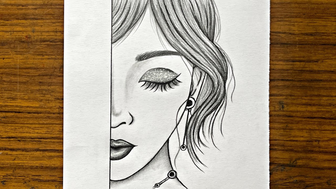 How to draw a girl half face for beginners  Easy drawing for girls step  by step  Girl drawing