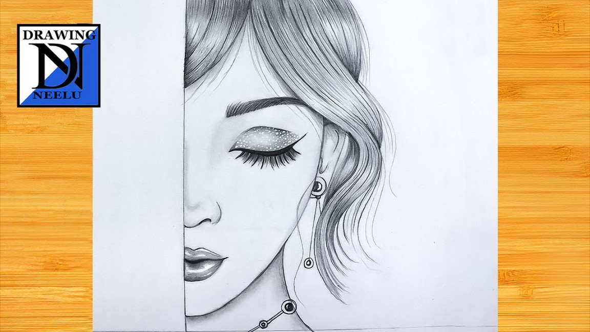 How to draw a Girl Half Face for Beginners  step by step drawing tutorial   girl face drawing