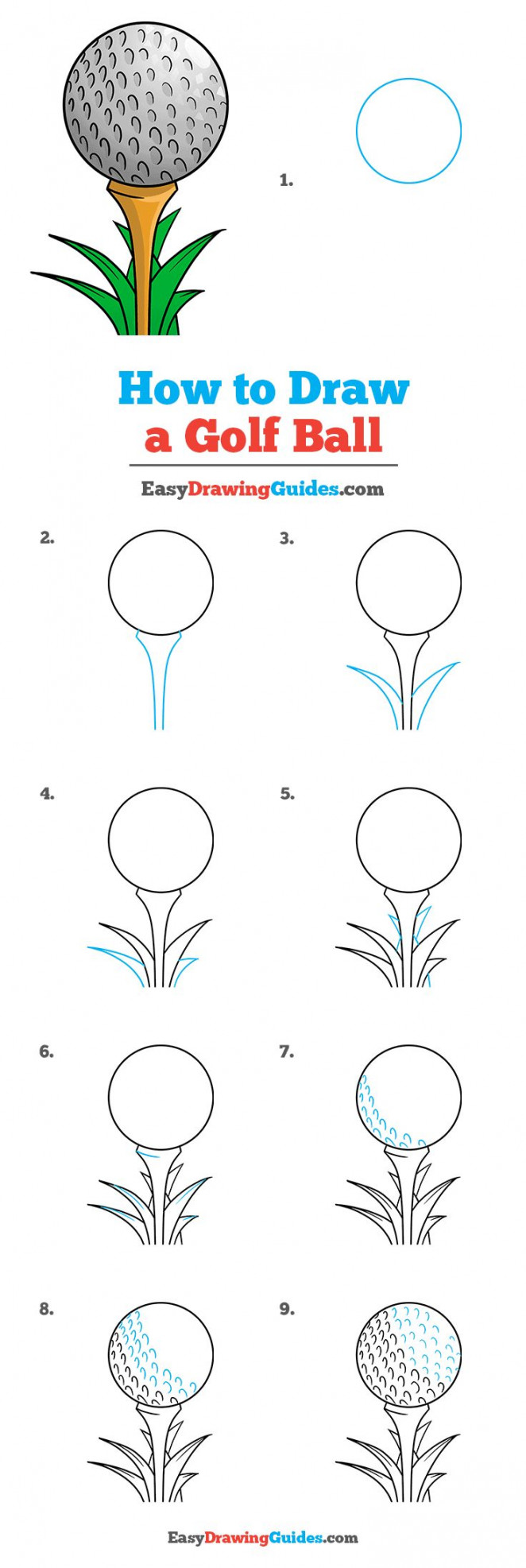 How to Draw a Golf Ball - Really Easy Drawing Tutorial  Golf ball