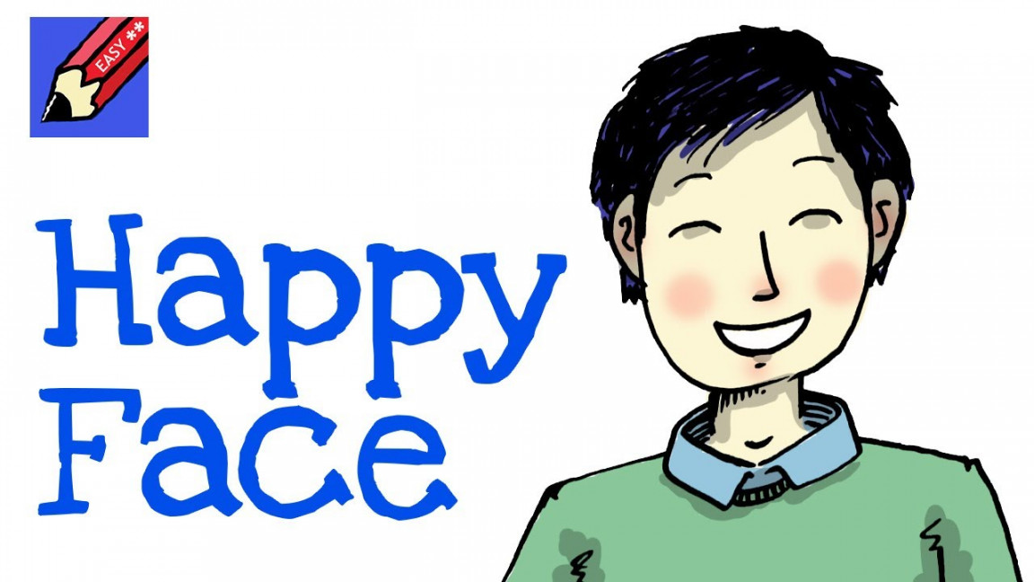 How to draw a Happy Face  Step by Step with Easy Spoken Instructions