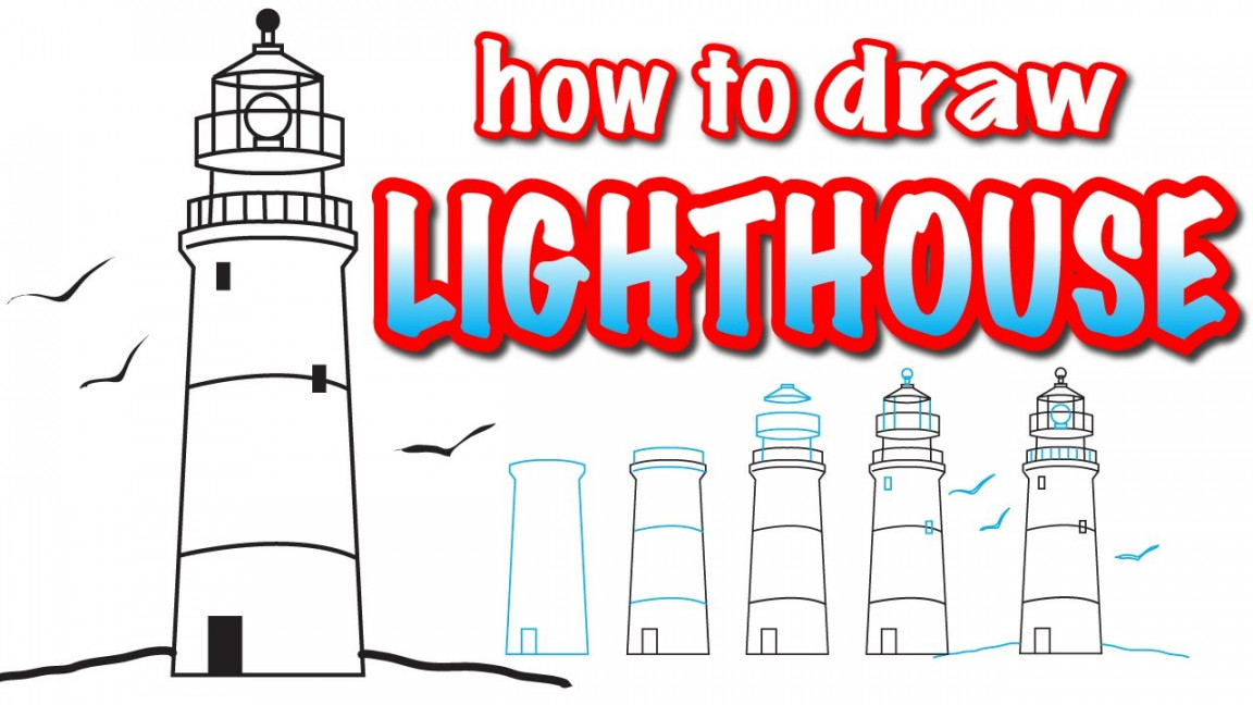 How to draw a LIGHTHOUSE - simple step by step Drawing Tutorial