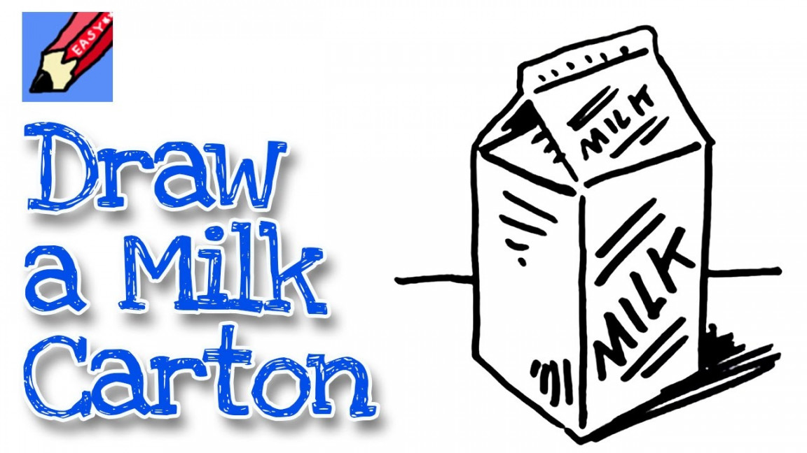 How to draw a milk carton real easy  Step by Step with Easy, Spoken  Instructions