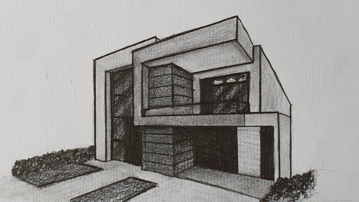 How to Draw a Modern House in  Point Perspective  Architecture