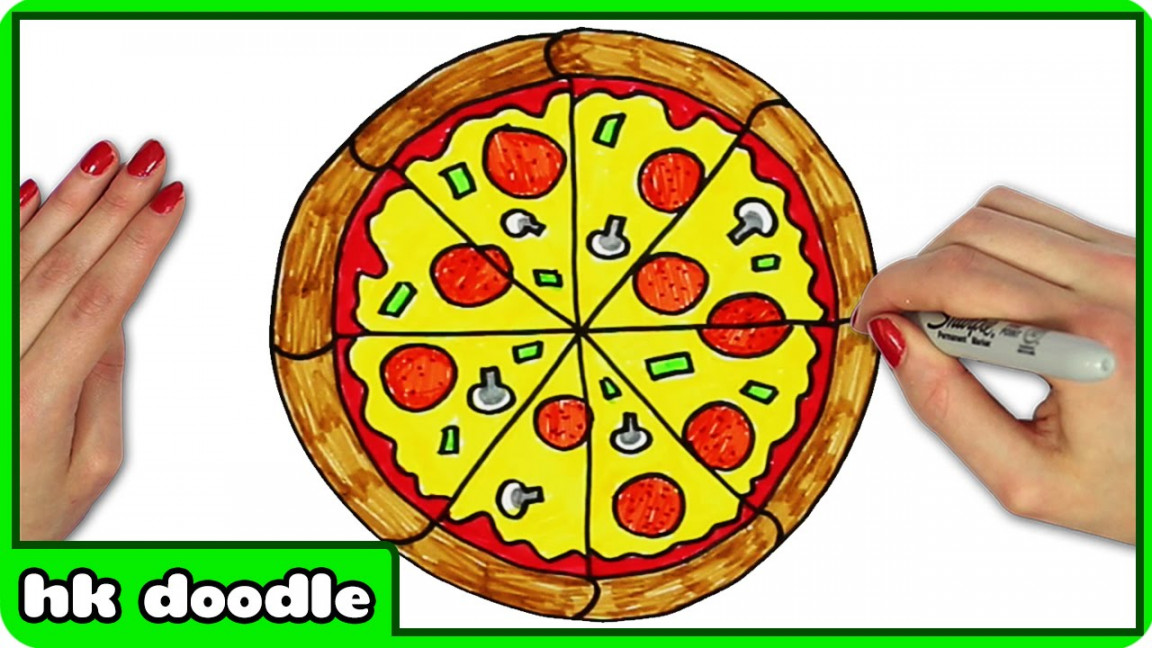 How To Draw A PIZZA - Easy Step by Step Drawing Tutorials for Kids by  HooplaKidz Doodle